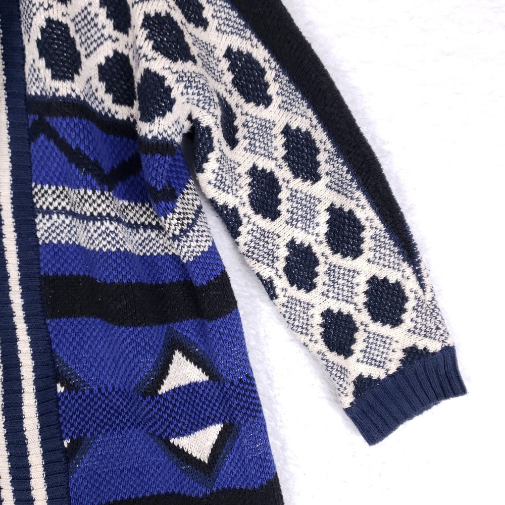 Lucky Brand Cardigan Sweater Womens XS/S Open Front Aztec Southwestern Blue Boho - Picture 3 of 8